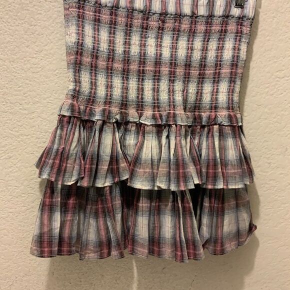 NWT Isabel Marant Naomi Mini Skirt size 36  Women's Smocked Plaid Check Printed - Picture 4 of 8